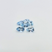 6.44 Cts. Aquamarine 9x6mm Faceted Pear Shape A+ Grade Gemstones Parcel - Total 6 Pcs.