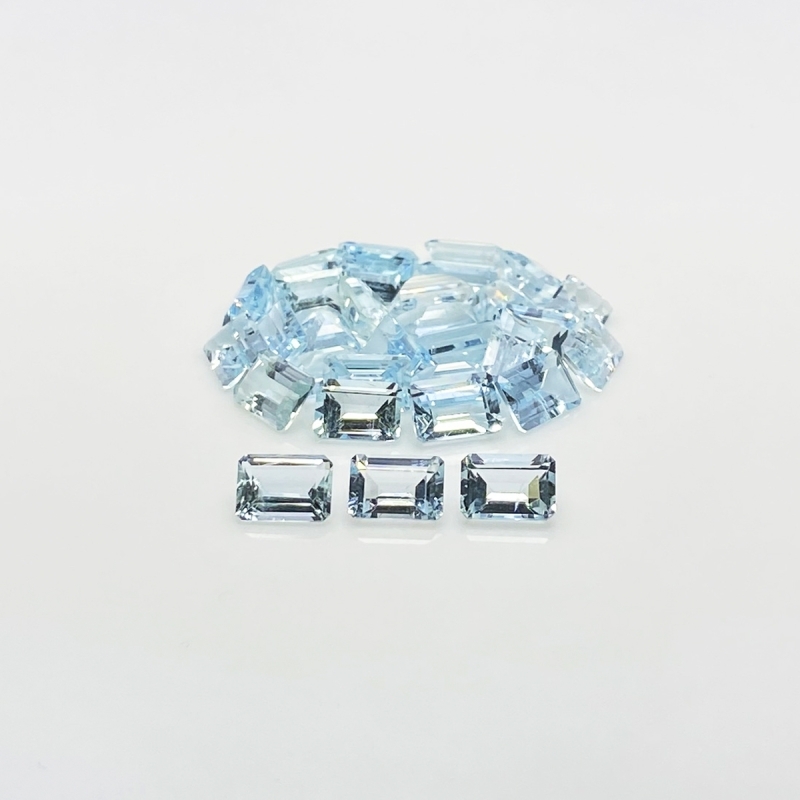 27.05 Cts. Aquamarine 7x5mm Step Cut Octagon Shape A+ Grade Gemstones Parcel - Total 31 Pcs.