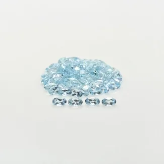 15.6 Cts. Aquamarine 5x3mm Faceted Oval Shape A+ Grade Gemstones Parcel - Total 78 Pcs.