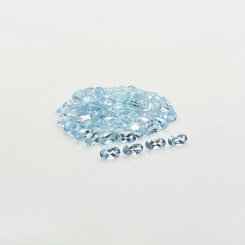 Aquamarine 5x3mm Faceted Oval A+ Gemstones Parcel - 180018