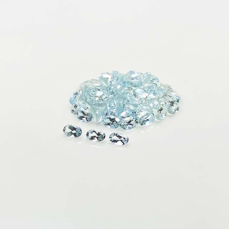Aquamarine 5x3mm Faceted Oval A+ Gemstones Parcel - 180019