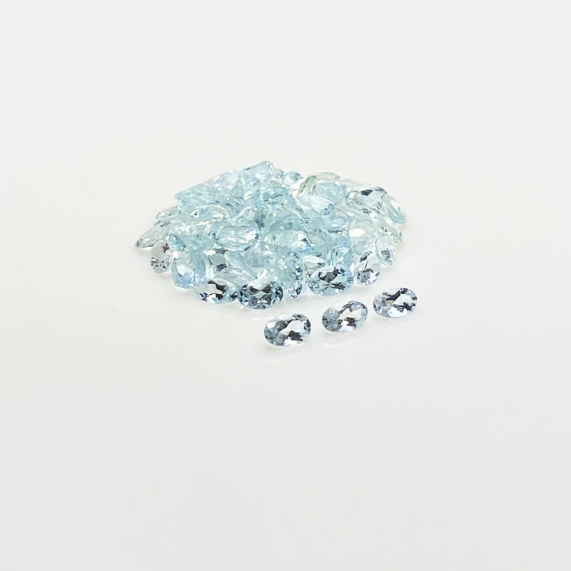 Aquamarine 5x3mm Faceted Oval A+ Gemstones Parcel - 180019