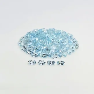 25 Cts. Aquamarine 5x3mm Faceted Oval Shape A+ Grade Gemstones Parcel - Total 163 Pcs.