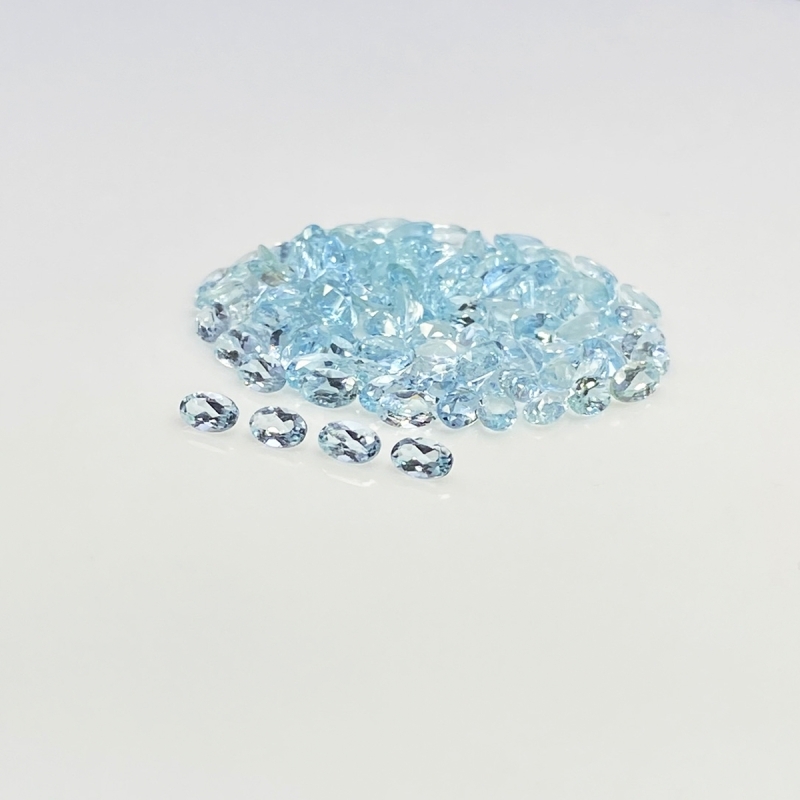 Aquamarine 5x3mm Faceted Oval A+ Gemstones Parcel - 180015