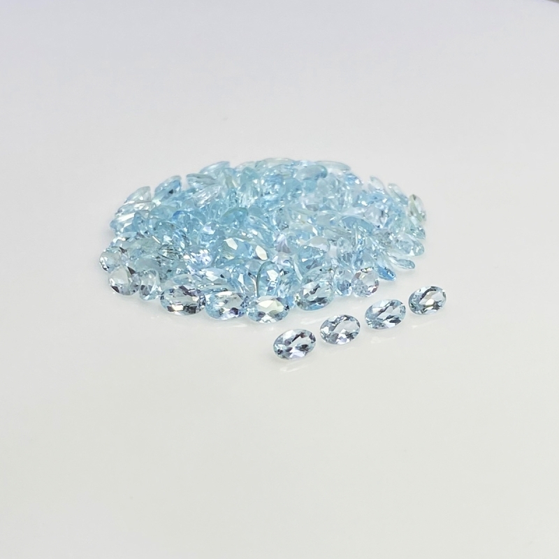 Aquamarine 5x3mm Faceted Oval A+ Gemstones Parcel - 180015