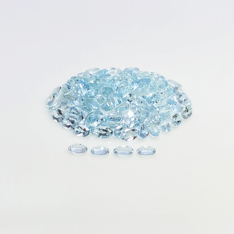 Aquamarine 5x3mm Faceted Oval A+ Gemstones Parcel - 180015