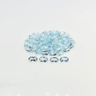 12.87 Cts. Aquamarine 5x3mm Faceted Oval Shape A+ Grade Gemstones Parcel - Total 67 Pcs.