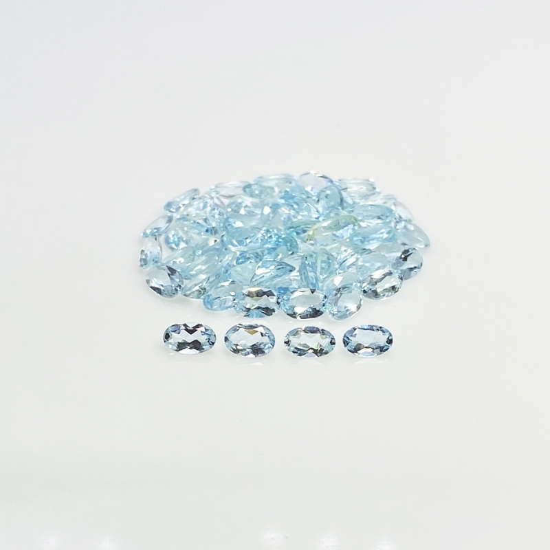 12.87 Cts. Aquamarine 5x3mm Faceted Oval Shape A+ Grade Gemstones Parcel - Total 67 Pcs.