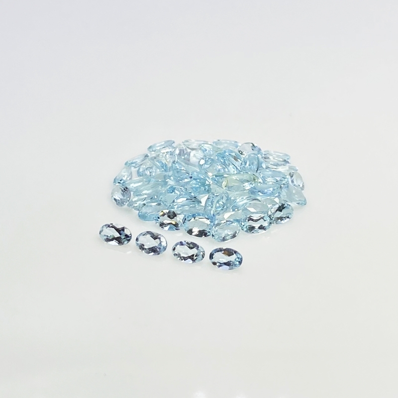 Aquamarine 5x3mm Faceted Oval A+ Gemstones Parcel - 180013