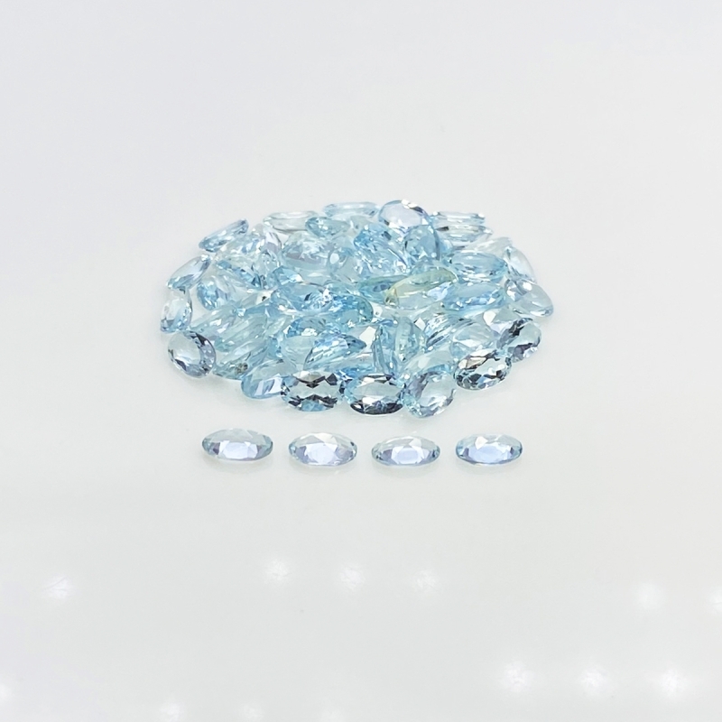 Aquamarine 5x3mm Faceted Oval A+ Gemstones Parcel - 180013