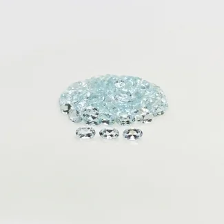 16.66 Cts. Aquamarine 5x3mm Faceted Oval Shape A Grade Gemstones Parcel - Total 82 Pcs.