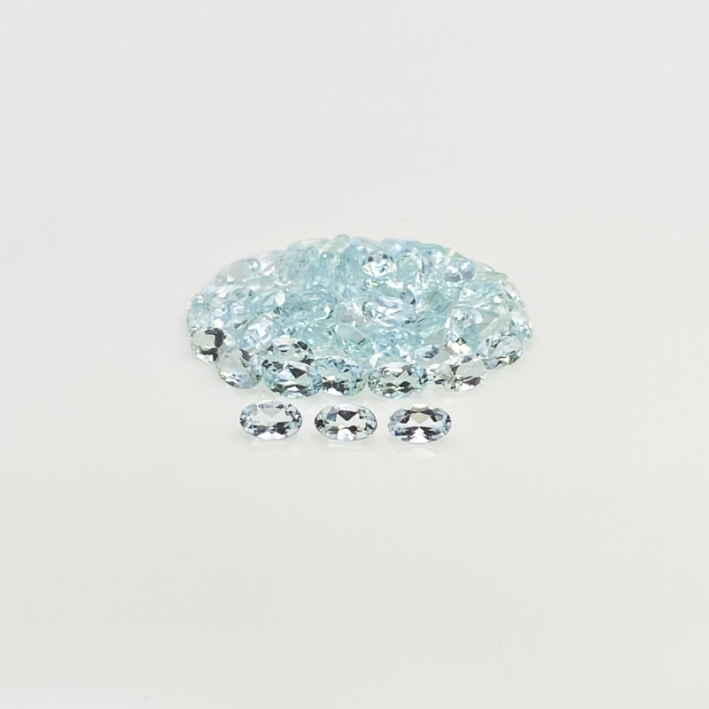 16.66 Cts. Aquamarine 5x3mm Faceted Oval Shape A Grade Gemstones Parcel - Total 82 Pcs.