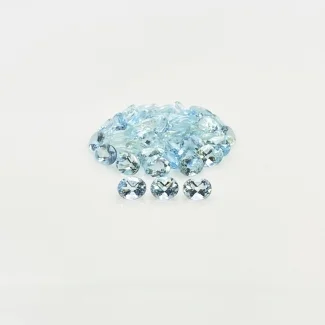 12.39 Cts. Aquamarine 5x4mm Faceted Oval Shape A Grade Gemstones Parcel - Total 44 Pcs.