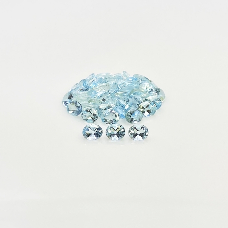 12.39 Cts. Aquamarine 5x4mm Faceted Oval Shape A Grade Gemstones Parcel - Total 44 Pcs.