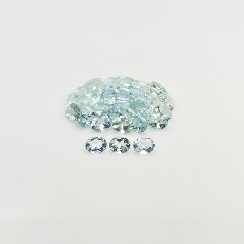 12.34 Cts. Aquamarine 5x4mm Faceted Oval Shape A Grade Gemstones Parcel - Total 44 Pcs.