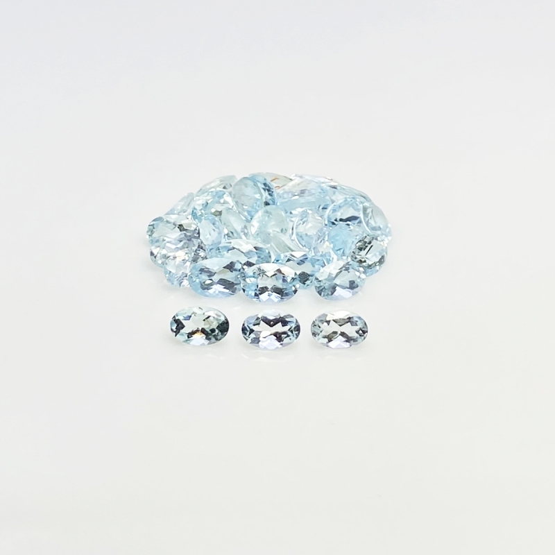 12.9 Cts. Aquamarine 6x4mm Faceted Oval Shape A+ Grade Gemstones Parcel - Total 31 Pcs.