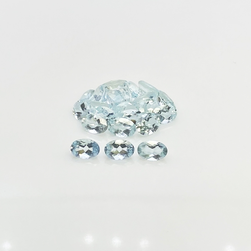 9.05 Cts. Aquamarine 6x4mm Faceted Oval Shape A Grade Gemstones Parcel - Total 22 Pcs.