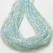 Aquamarine 3-3.5mm Faceted Rondelle AA Gemstone Beads Strand - 180231