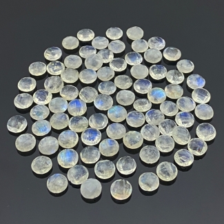 124.2 Cts. Rainbow Moonstone 8mm Checkerboard Round Shape A+ Grade Loose Gemstone Beads Lot - Total 83 Pcs.