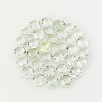 53.3 Cts. Green Amethyst 8mm Checkerboard Round Shape AA+ Grade Loose Gemstone Beads Lot - Total 33 Pcs.