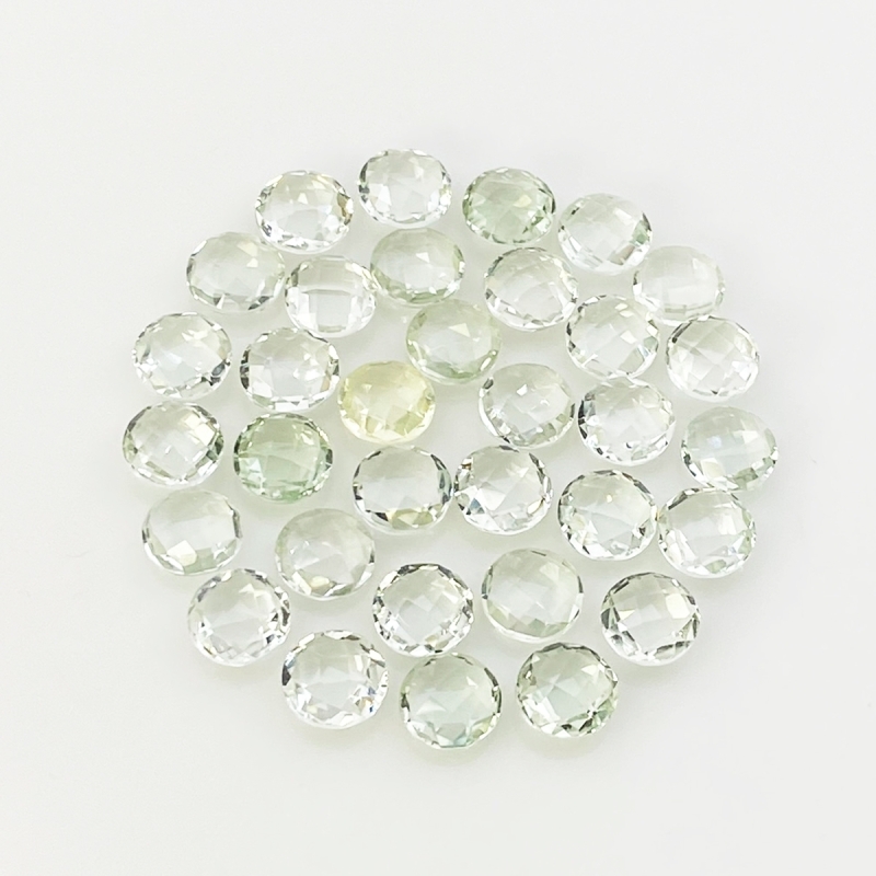 53.3 Cts. Green Amethyst 8mm Checkerboard Round Shape AA+ Grade Loose Gemstone Beads Lot - Total 33 Pcs.