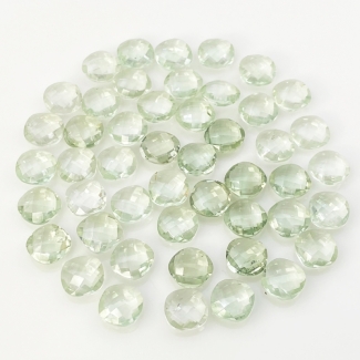 148.15 Cts. Green Amethyst 10mm Checkerboard Square Cushion  Shape AA+ Grade Loose Gemstone Beads Lot - Total 48 Pcs.