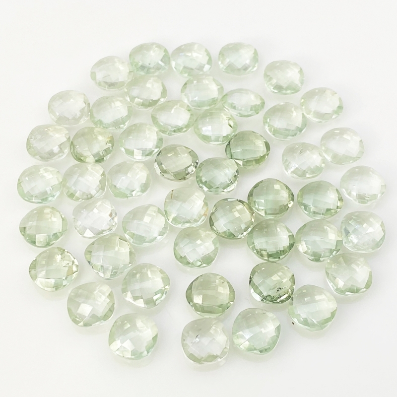 148.15 Cts. Green Amethyst 10mm Checkerboard Square Cushion  Shape AA+ Grade Loose Gemstone Beads Lot - Total 48 Pcs.