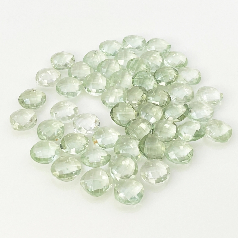 Green Amethyst 10mm Checkerboard Square Cushion  AA+ Loose Gemstone Beads Lot - 180317