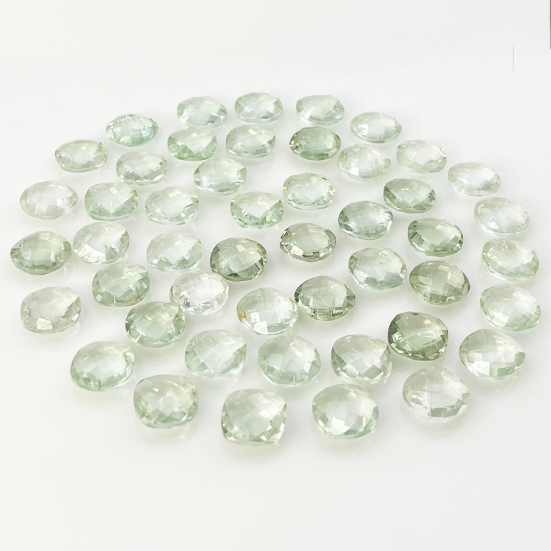 Green Amethyst 10mm Checkerboard Square Cushion  AA+ Loose Gemstone Beads Lot - 180317
