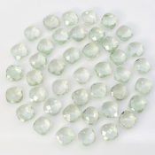 Green Amethyst 12mm Checkerboard Square Cushion  AA+ Loose Gemstone Beads Lot - 180310