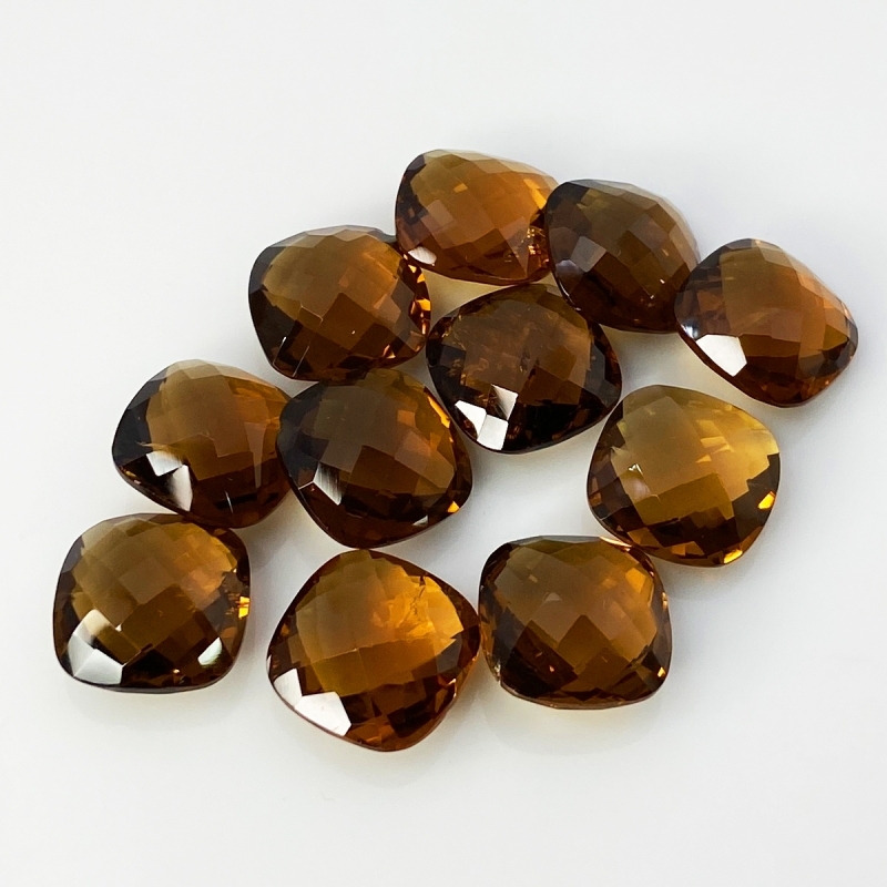 Whisky Quartz 14mm Checkerboard Square Cushion  AAA Loose Gemstone Beads Lot - 180314