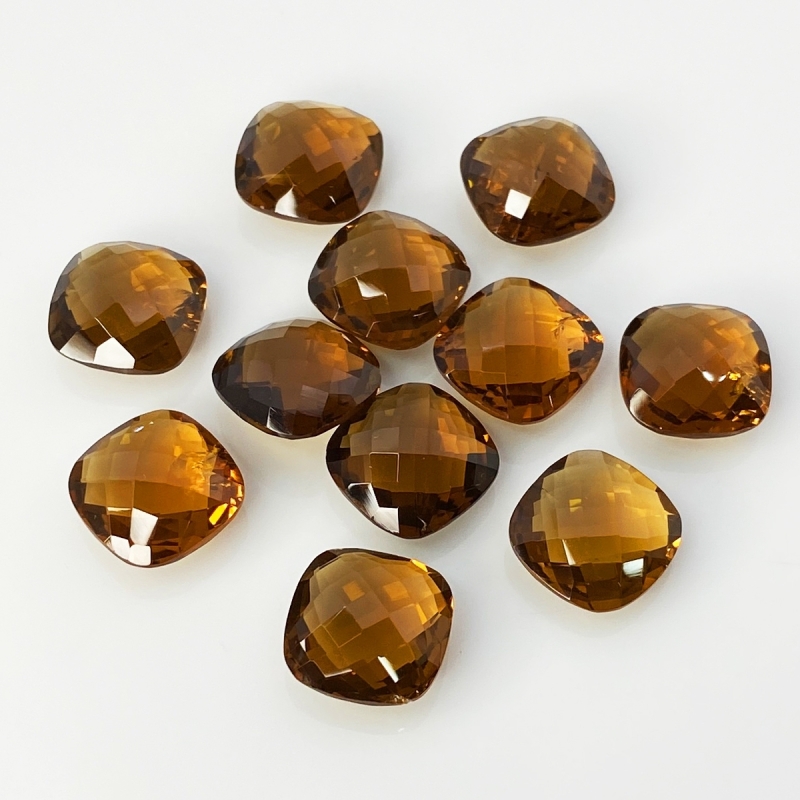 Whisky Quartz 14mm Checkerboard Square Cushion  AAA Loose Gemstone Beads Lot - 180314