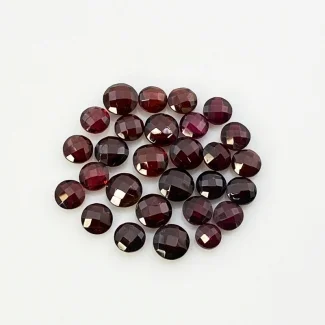 33.85 Cts. Garnet 6-7mm Checkerboard Round Shape A+ Grade Loose Gemstone Beads Lot - Total 28 Pcs.