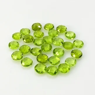 24.65 Cts. Peridot 6mm Checkerboard Round Shape AA+ Grade Loose Gemstone Beads Lot - Total 28 Pcs.