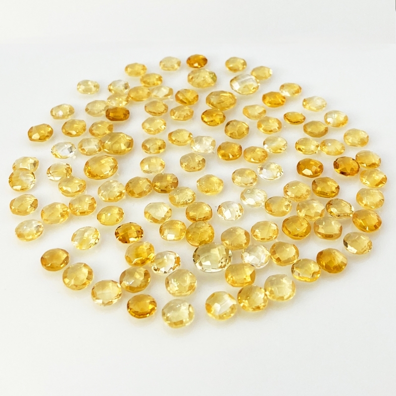 Citrine 6mm Checkerboard Round AA Loose Gemstone Beads Lot - 180311