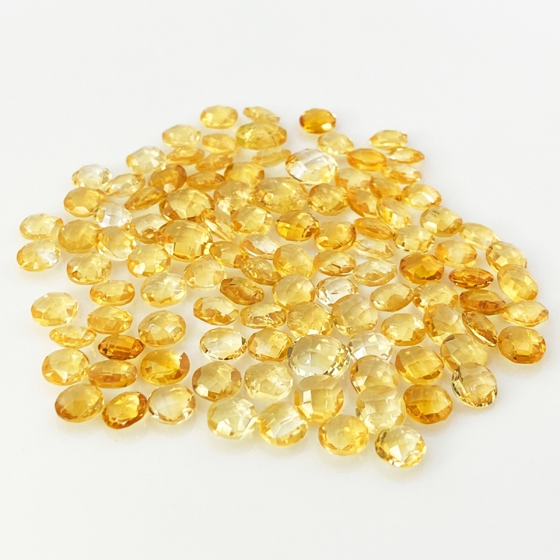 Citrine 6mm Checkerboard Round AA Loose Gemstone Beads Lot - 180311