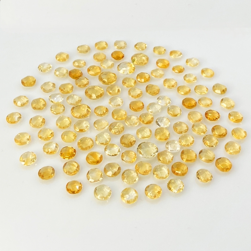 Citrine 6mm Checkerboard Round AA Loose Gemstone Beads Lot - 180311