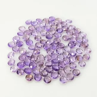 68.7 Cts. Brazilian Amethyst 6mm Checkerboard Round Shape AA Grade Loose Gemstone Beads Lot - Total 100 Pcs.