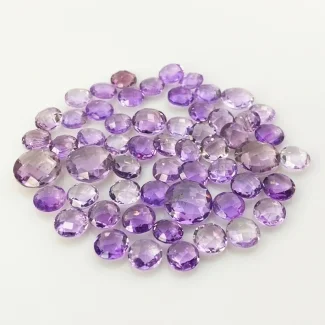 102.15 Cts. Brazilian Amethyst 8-12mm Checkerboard Round Shape AA Grade Loose Gemstone Beads Lot - Total 57 Pcs.