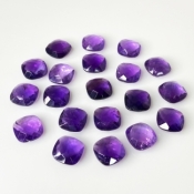 African Amethyst 12mm Checkerboard Square Cushion  A Loose Gemstone Beads Lot - 180307