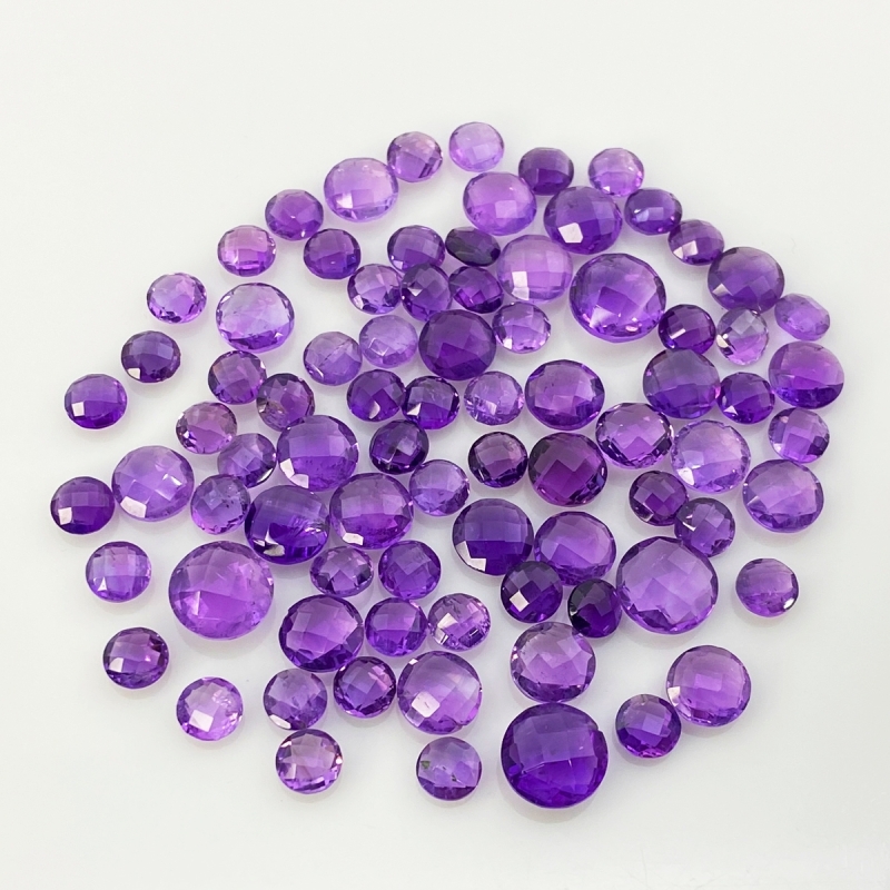 85.9 Cts. African Amethyst 6-10mm Checkerboard Round Shape AA Grade Loose Gemstone Beads Lot - Total 82 Pcs.