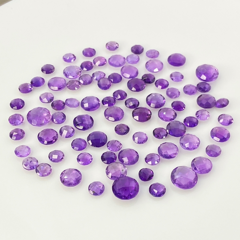 African Amethyst 6-10mm Checkerboard Round AA Loose Gemstone Beads Lot - 180319