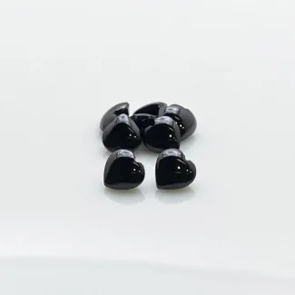 13.9 Cts. Black Spinel 7mm Buff Top Heart Shape AAA Grade Gemstones Parcel - Total 8 Pcs.