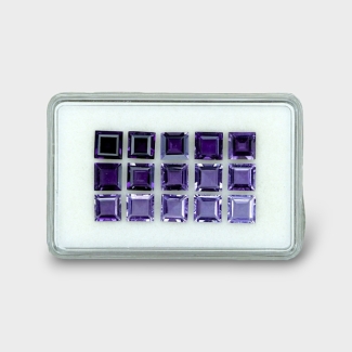 13.42 Cts. Iolite 6mm Step Cut Square Shape AAA Grade Gemstones Parcel - Total 15 Pc.