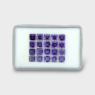 11.31 Cts. Iolite 5mm Step Cut Square Shape AA+ Grade Gemstones Parcel - Total 20 Pc.