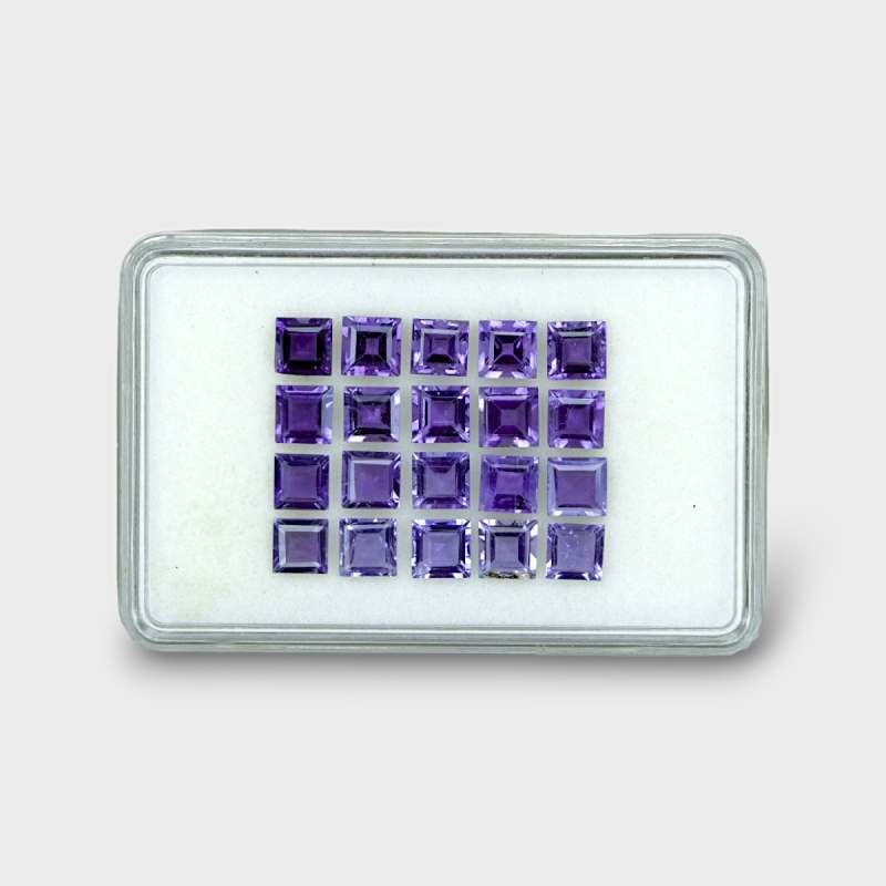 11.31 Cts. Iolite 5mm Step Cut Square Shape AA+ Grade Gemstones Parcel - Total 20 Pc.