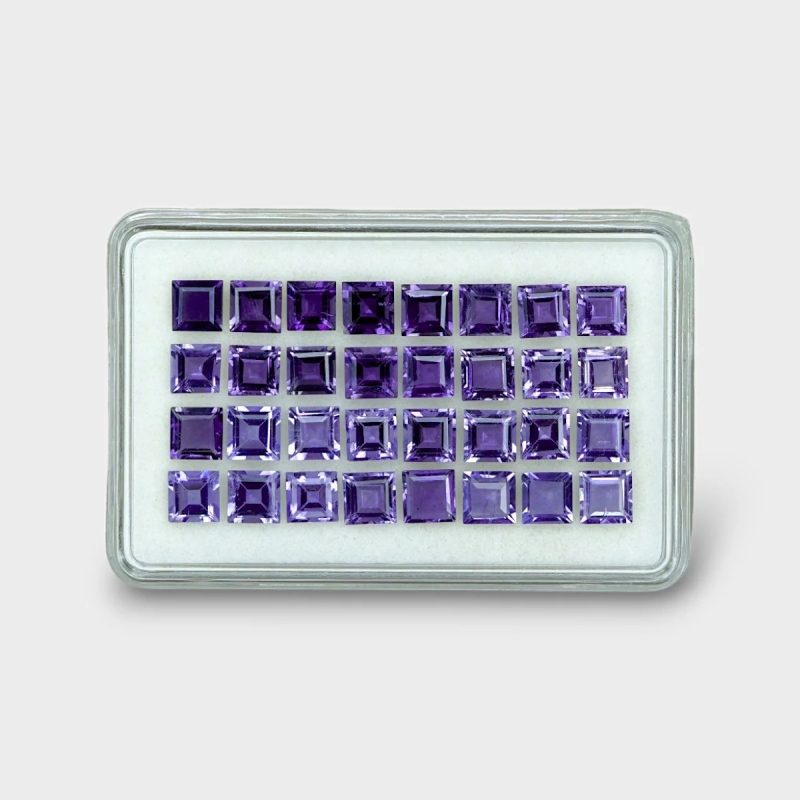 17.35 Cts. Iolite 5mm Step Cut Square Shape AAA Grade Gemstones Parcel - Total 32 Pc.