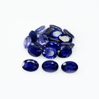12.93 Cts. Iolite 7x5mm Faceted Oval Shape AA Grade Gemstones Parcel - Total 19 Pc.