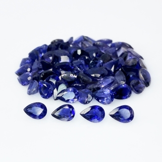 42 Cts. Iolite 7x5mm Faceted Pear Shape AA Grade Gemstones Parcel - Total 78 Pc.