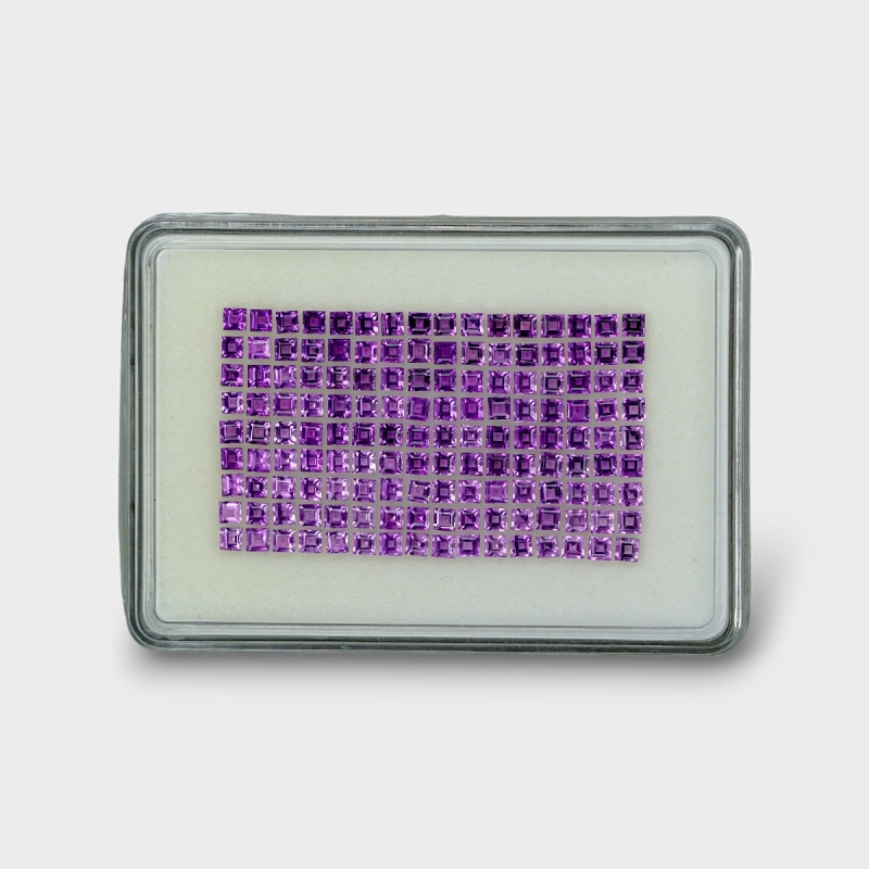 23.24 Cts. African Amethyst 3mm Step Cut Square Shape AAA Grade Gemstones Parcel - Total 144 Pc.